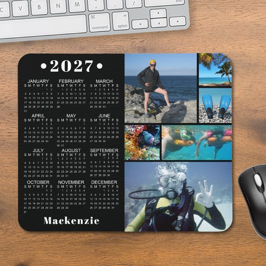Personalized 2023 Calendar 6 Photo Custom Color Mousepad