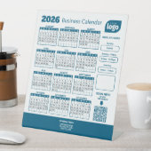 Personalized 2026 Business Calendar Pedestal Sign Sockelschild (In Situ)