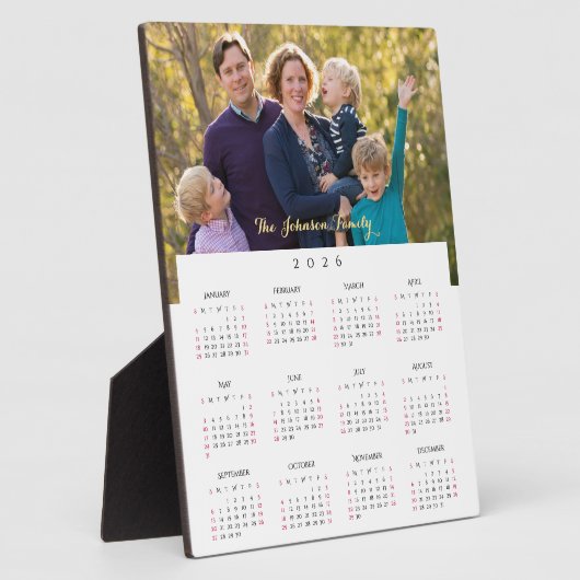Personalized 2026 Family Photo Yearly Calendar Fotoplatte (Seite)