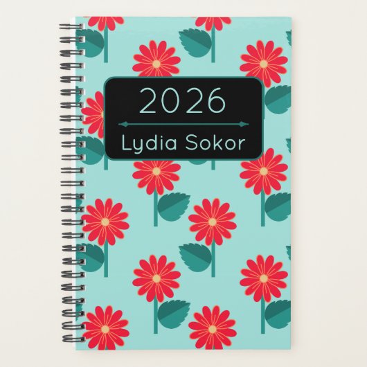 Personalized 2026 Floral Planner Notebook Planer (Vorderseite)