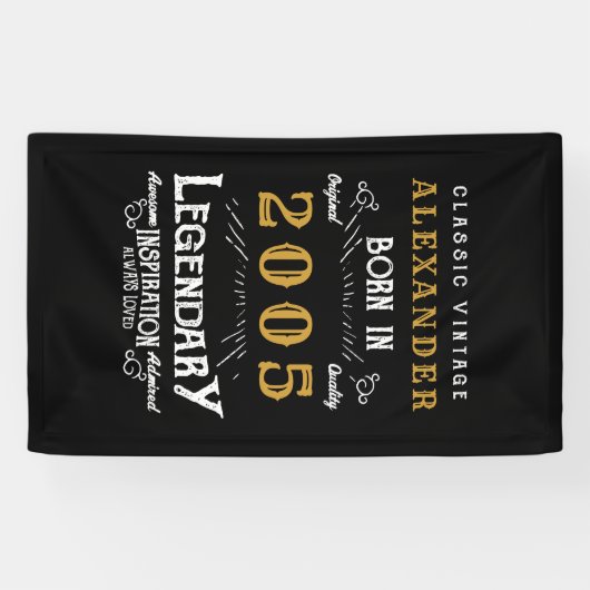 Personalized 21st Birthday Born 2005 Retro Party Banner (Horizontal)