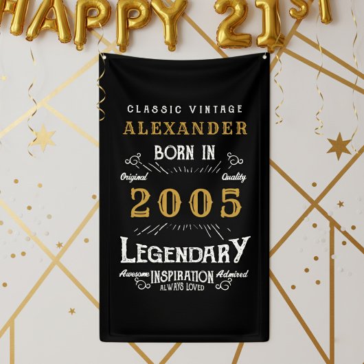 Personalized 21st Birthday Born 2005 Retro Party Banner