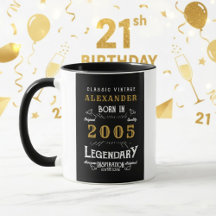 Personalized 21st Birthday Born 2005 Vintage Black
