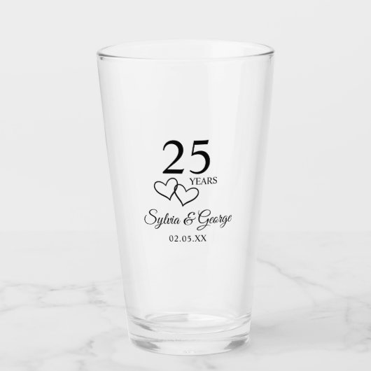 Personalized 25th Anniversary Gift Elegant Modern Glas (Vorderseite)
