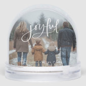 Personalized 2 Photo Family Joyful Christmas Schneekugeln (Rückseite)