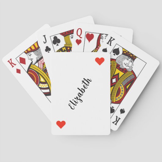 Personalized 2-Red Hearts Playing Cards Spielkarten (Rückseite)