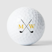 Personalized 2 Yellow Initials Monogram Golfer's Golfball (Vorderseite)