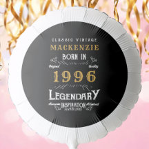 Personalized 30th Birthday Born 1996 Vintage Black