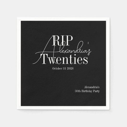 Personalized 30th birthday RIP 20s party Serviette (Vorderseite)