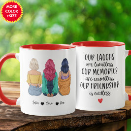 Personalized 3 Best Friends Mug | Custom BFF Gift Tasse