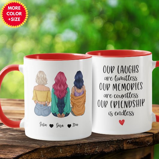 Personalized 3 Best Friends Mug | Custom BFF Gift Tasse