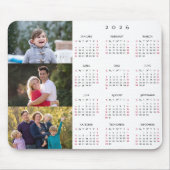 Personalized 3 Photo Collage Family 2026 Calendar Mousepad (Vorne)