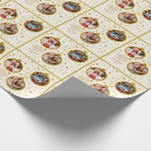 Personalized 3 Photo - Custom Family Holiday Geschenkpapier (Ecke)