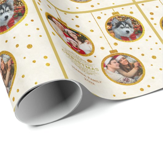 Personalized 3 Photo - Custom Family Holiday Geschenkpapier (Rolleneckpunkt)