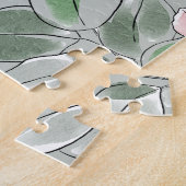 Personalized 3 Photo Green Floral Background Puzzle (Seite)