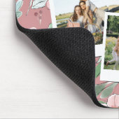 Personalized 3 Photo Pink Floral Background  Mousepad (Ecke)