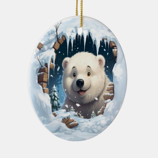Personalized 3D Polar Bear Keramik Ornament (Rechts)