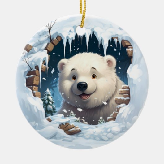 Personalized 3D Polar Bear Keramik Ornament (Vorne)