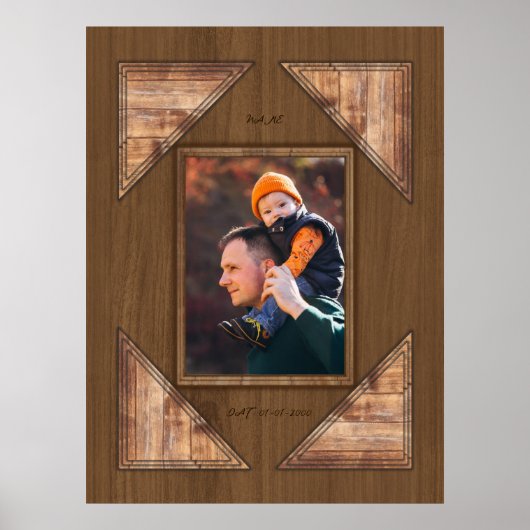 Personalized 3D Rustic Wood Pattern Frame Poster (Vorne)
