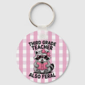 Personalized 3rd Grade Teacher Cute Feral Raccoon  Schlüsselanhänger (Vorderseite)