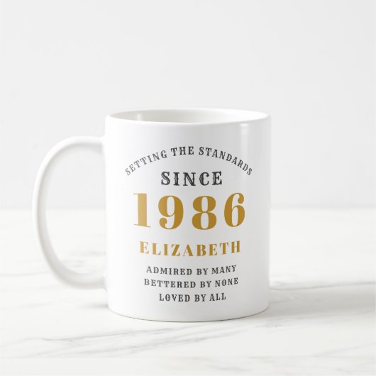 Personalized 40th Birthday 1986 Add Name Elegant Kaffeetasse (Links)