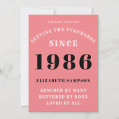 Personalized 40th Birthday 1986 Add Your Name Pink Einladung (Vorderseite)