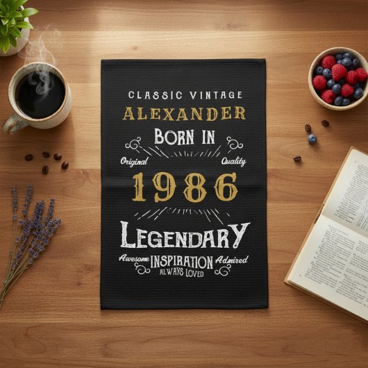 Personalized 40th Birthday 1986 Vintage Legend Geschirrtuch