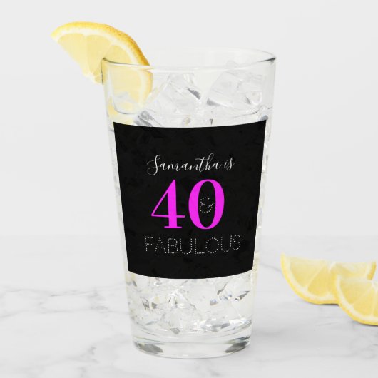 Personalized 40th Birthday 40 Fabulous Neon Pink Glas (Vorderseite Ice)