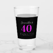 Personalized 40th Birthday 40 Fabulous Neon Pink Glas (Vorderseite)