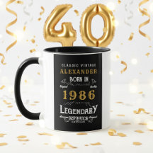 Personalized 40th Birthday Born 1986 Vintage Black
