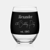 Personalized 40th Birthday Cheers Beers Black Gold Weinglas Ohne Stiel (Rückseite)