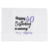 Personalized 40th Birthday Gift Bag - Custom Name Große Geschenktüte (Rückseite)