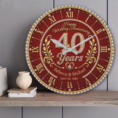 Personalized 40th Wedding Anniversary Große Wanduhr