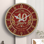 Personalized 40th Wedding Anniversary Große Wanduhr