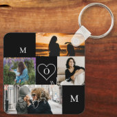 Personalized 4-Photo Collage Mom Monogram Schlüsselanhänger (Rückseite)