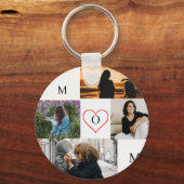 Personalized 4-Photo Collage Mom Monogram Schlüsselanhänger (Rückseite)