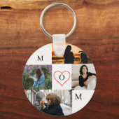 Personalized 4-Photo Collage Mom Monogram Schlüsselanhänger (Vorderseite)