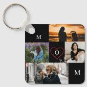 Personalized 4-Photo Collage Mom Monogram Schlüsselanhänger (Vorderseite)