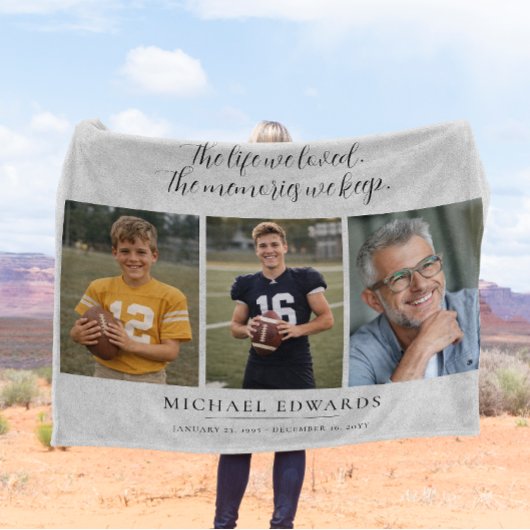 Personalized 4 Photo Memorial Sympathy Gift Fleecedecke