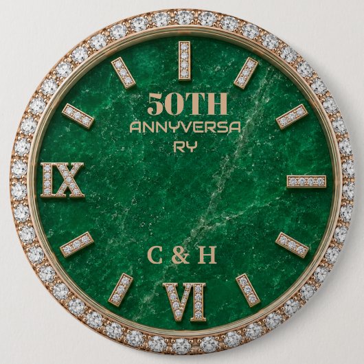 Personalized 50th Anniversary Emerald Marble Button (Vorderseite)
