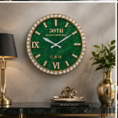 Personalized 50th Anniversary Emerald Marble Große Wanduhr