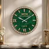 Personalized 50th Anniversary Emerald Marble Große Wanduhr