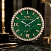 Personalized 50th Anniversary Emerald Marble Große Wanduhr