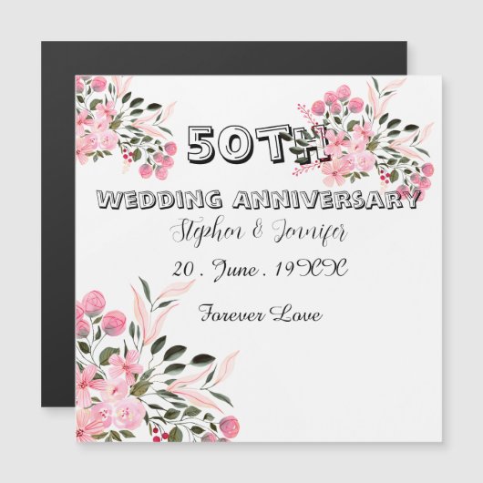 Personalized 50th Anniversary golden Wedding card Magnetkarte (Vorne/Hinten)