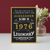 Personalized 50th Birthday 1976 Black Gold Legend Einladung