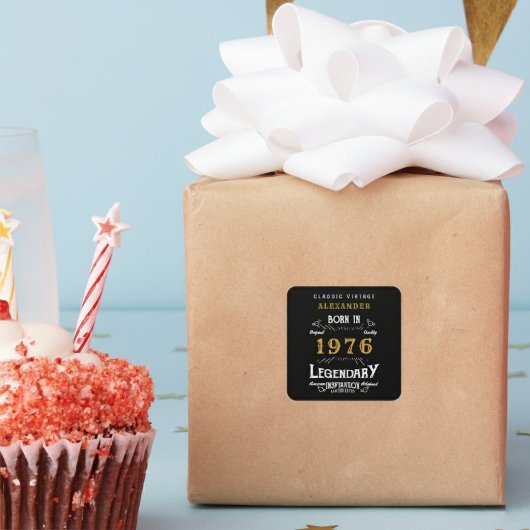 Personalized 50th Birthday Add Name 1976 Legend Quadratischer Aufkleber