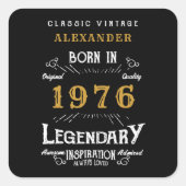 Personalized 50th Birthday Add Name 1976 Legend Quadratischer Aufkleber (Vorderseite)