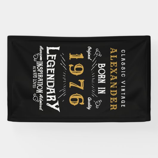 Personalized 50th Birthday Born 1976 Retro Party Banner (Horizontal)