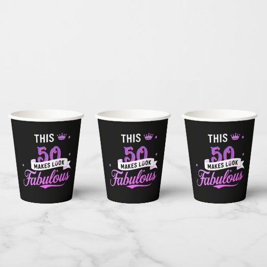 Personalized 50th Birthday Paper Cups for Her Pappbecher (Multi)