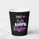 Personalized 50th Birthday Paper Cups for Her Pappbecher (Vorderseite)